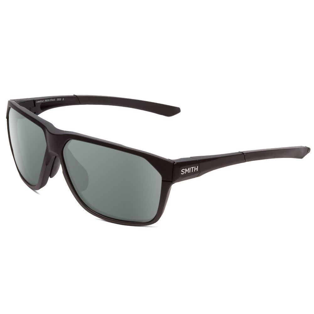 Smith Leadout Designer Polarized Sunglasses in Matte Black 63 mm Pick Lens Color Smoke Grey Polar