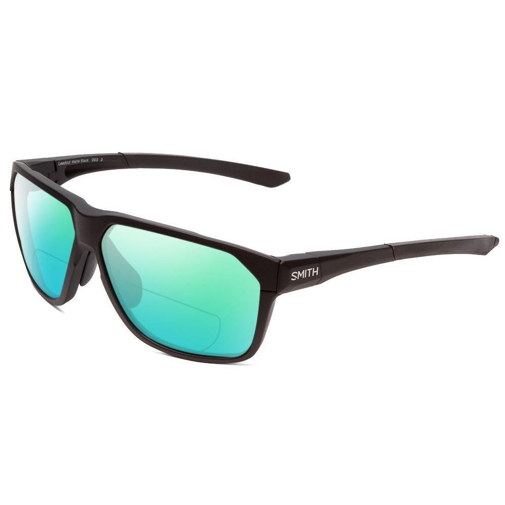 Smith Leadout Polarized Bi-focal Sunglasses in Matte Black 63 mm 41 Lens Options Green Mirror