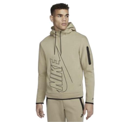 Nike Sportswear Khaki Graphic Tech Fleece Hoodie Mens Multi Sizes DX0577-247