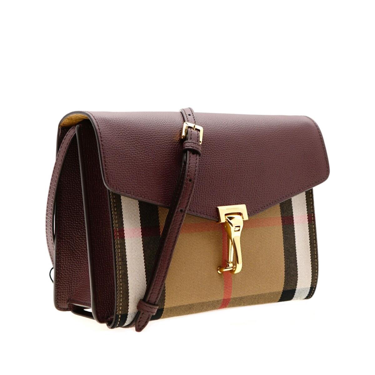 Burberry Macken Crossbody House Derby Check Mahogany Leather