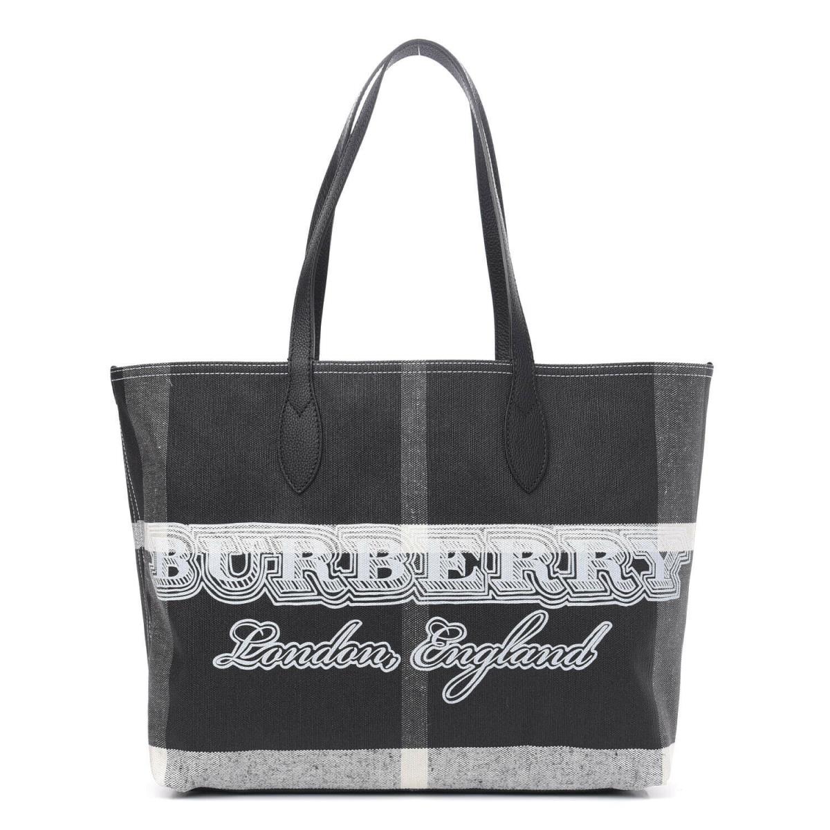 Burberry Coated Canvas Giant Check Medium Doodle Tote Reversible