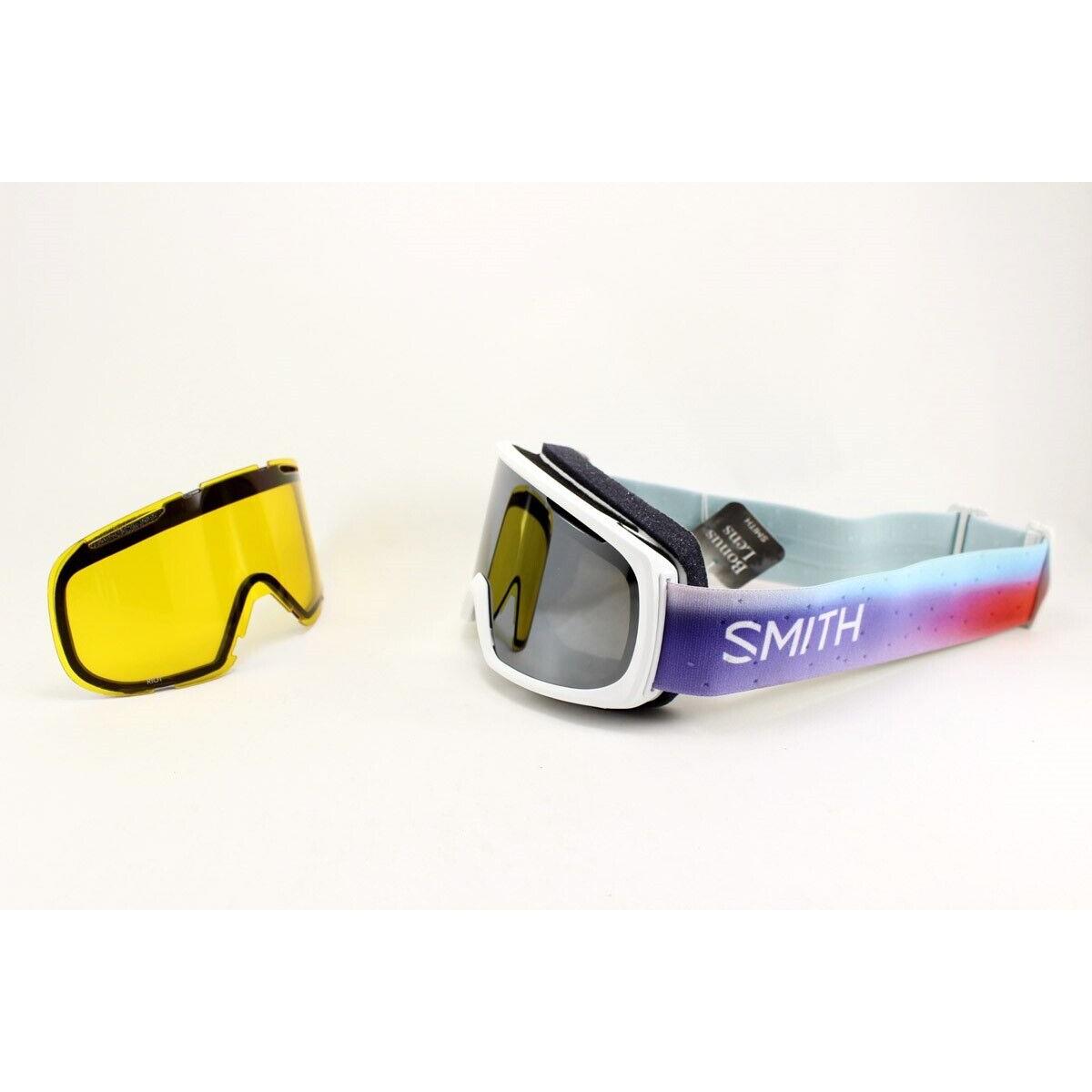 Smith Riot Ski / Snow Goggles Polar Vibrant Sun Platinum Mirror Lens +bonus