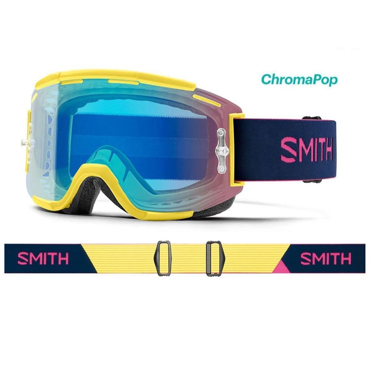 Smith Squad Mtb Cycling Goggles Citron/indigo Chromapop Contrast Rose - Frame: Navy, Lens: Blue