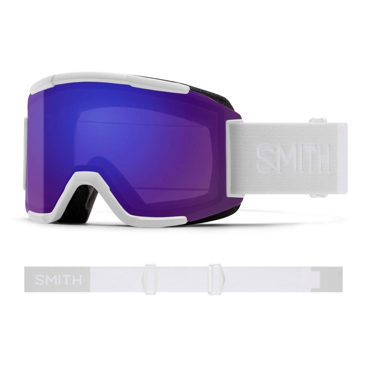 Smith Squad Snow Goggles White Vapor Frame Everyday Violet Mirror Lens + Bonus