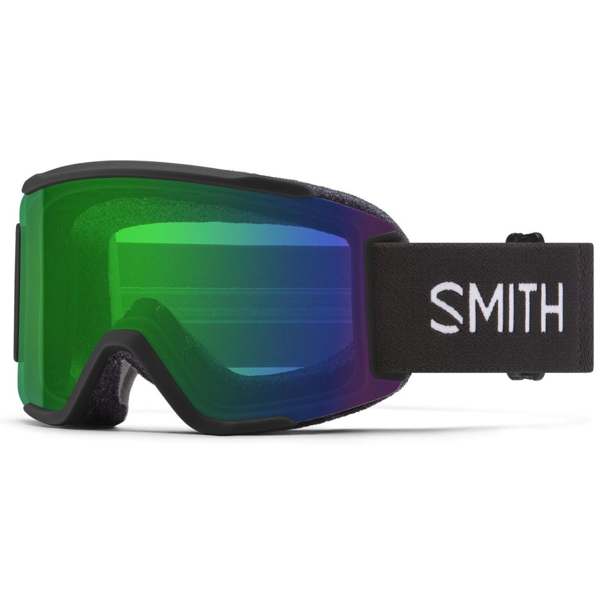 Smith Squad S Snow Goggles Black Frame Everyday Green Mirror Lens +bonus
