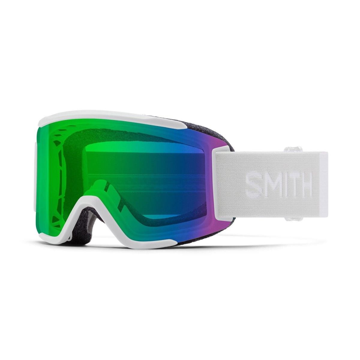 Smith Squad S Snow Goggles White Vapor Frame Everyday Green Mirror Lens + Bonus - Frame: White