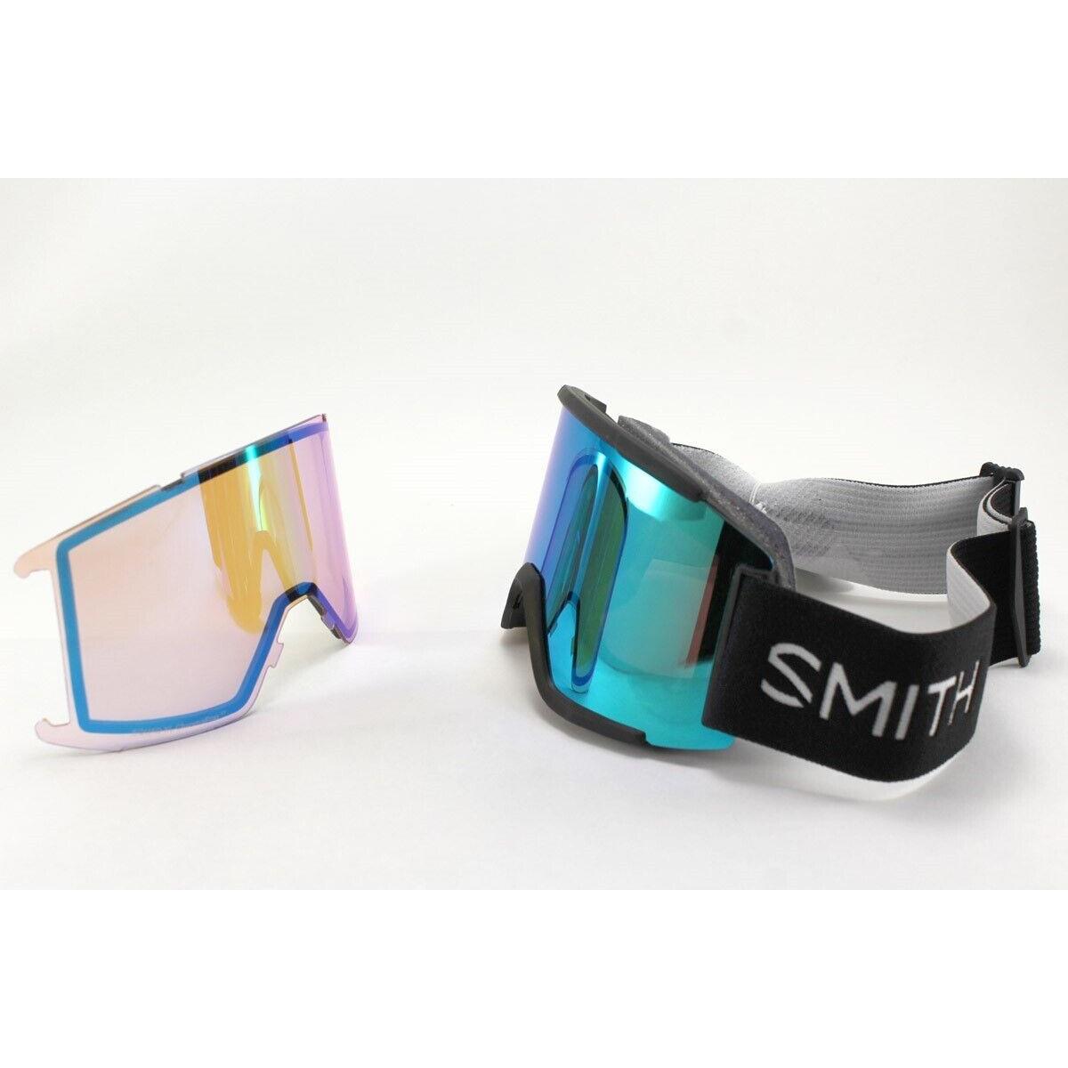 Smith Squad XL Snow Goggles Black Chromapop Sun Green Mirror Lens + Bonus