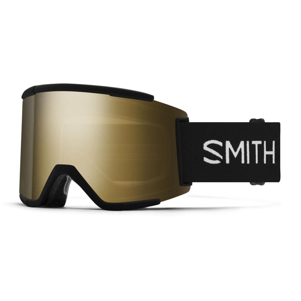 Smith Squad XL Snow Goggles Black Frame Sun Black Gold Mirror Lens + Bonus