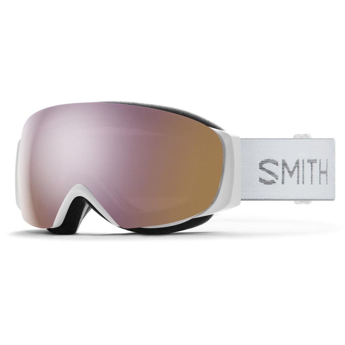 Smith I/o Mag S Snow Goggles White Chunky Knit Everyday Rose Gold Mirror