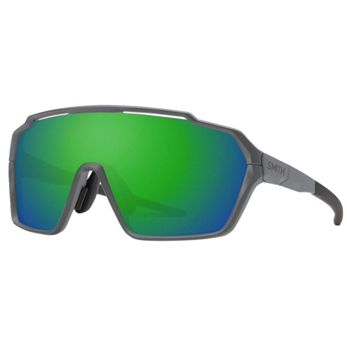 Smith Shift Mag Sunglasses Matte Cement Frame Chromapop Green Mirror Lens