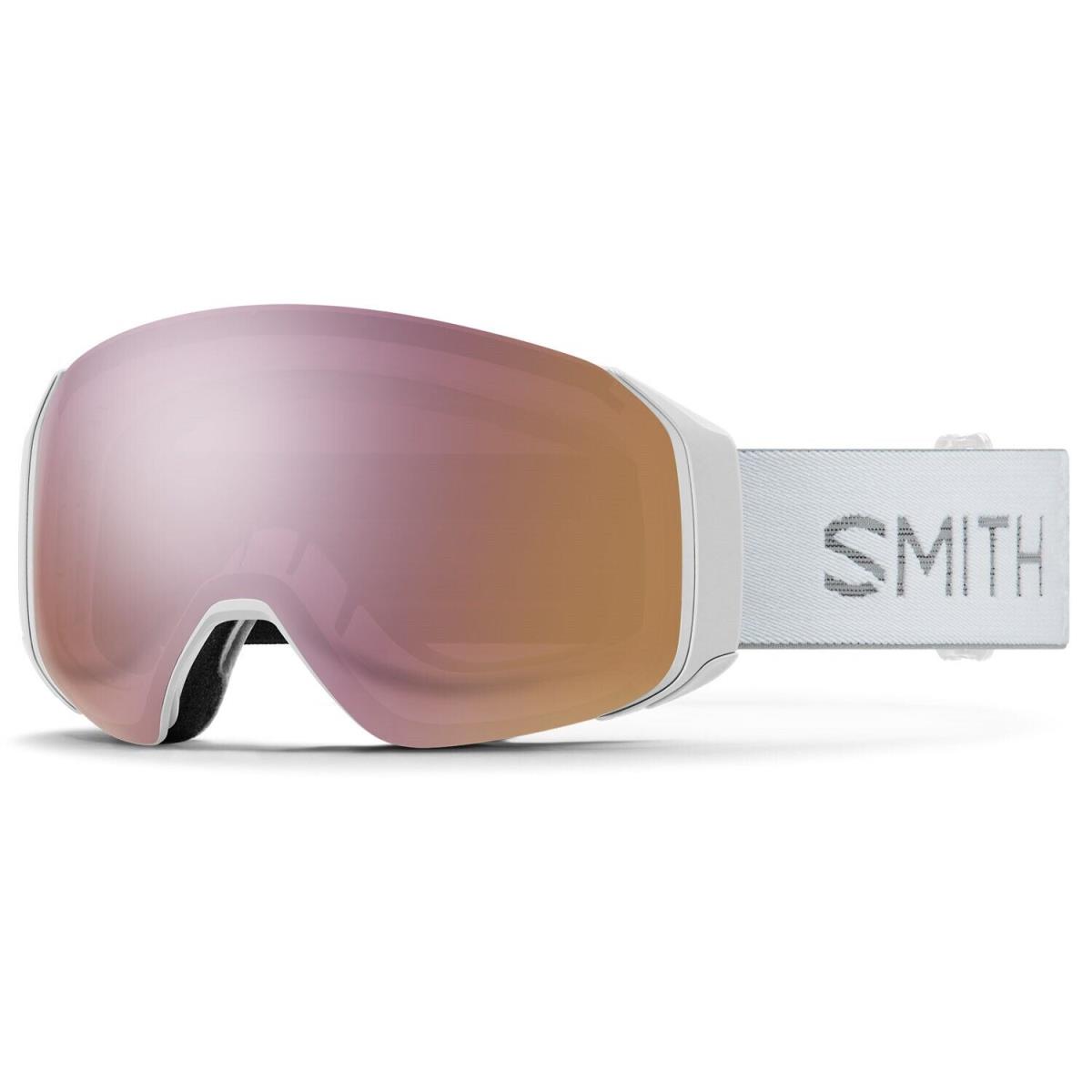 Smith 4D Mag S Snow Goggles White Chunky Knit Everyday Rose Gold Mirror Lens