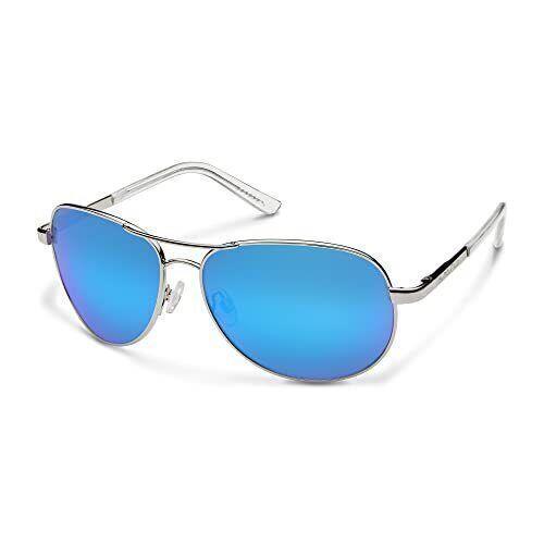 Smith Optics Suncloud Women`s Aviator Metal Sunglasses - Silver Polarized Blue Mirror