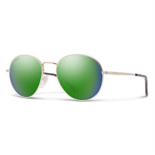 Smith Prep Gold Polarized Green Mirror 53 mm Unisex Sunglasses - Frame: Gold, Lens: Polarized Green Mirror