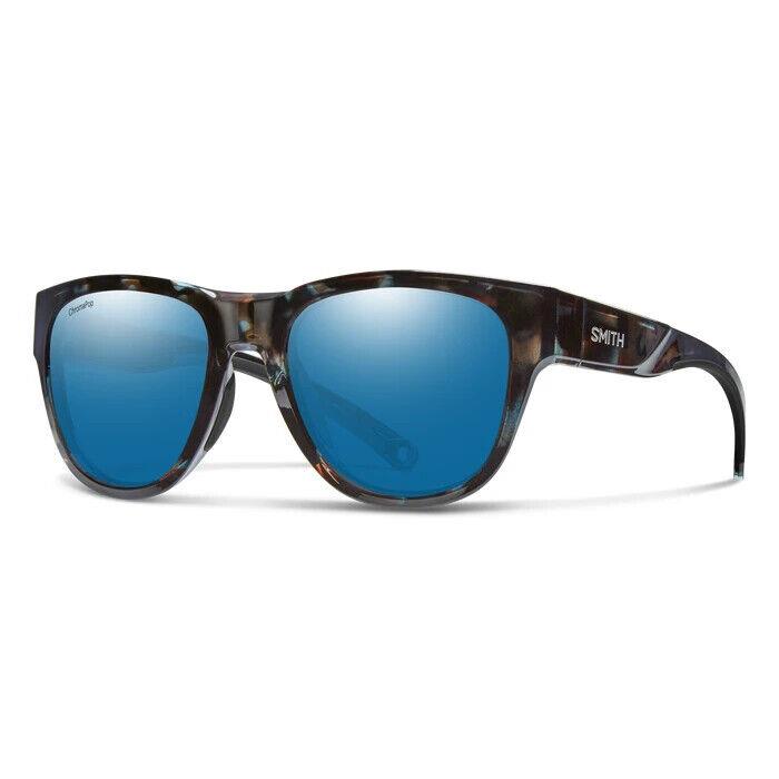 Smith Rockaway Sunglasses Sky Tortoise + Chromapop Polarized Blue Mirror Lens - Frame: