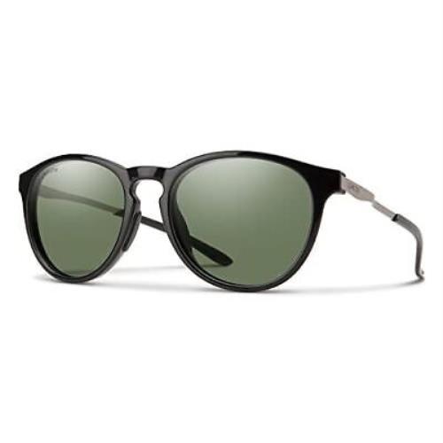 Smith Wander Unisex Round Sunglasses Gloss Black/chromapop Polarized Gray Green