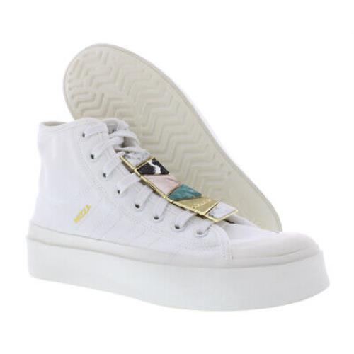 Adidas Originals Nizza Bonega Mid Womens Shoes Size 6.5 Color: Cloud - Cloud White/Cloud White/Gold Metallic, Main: White