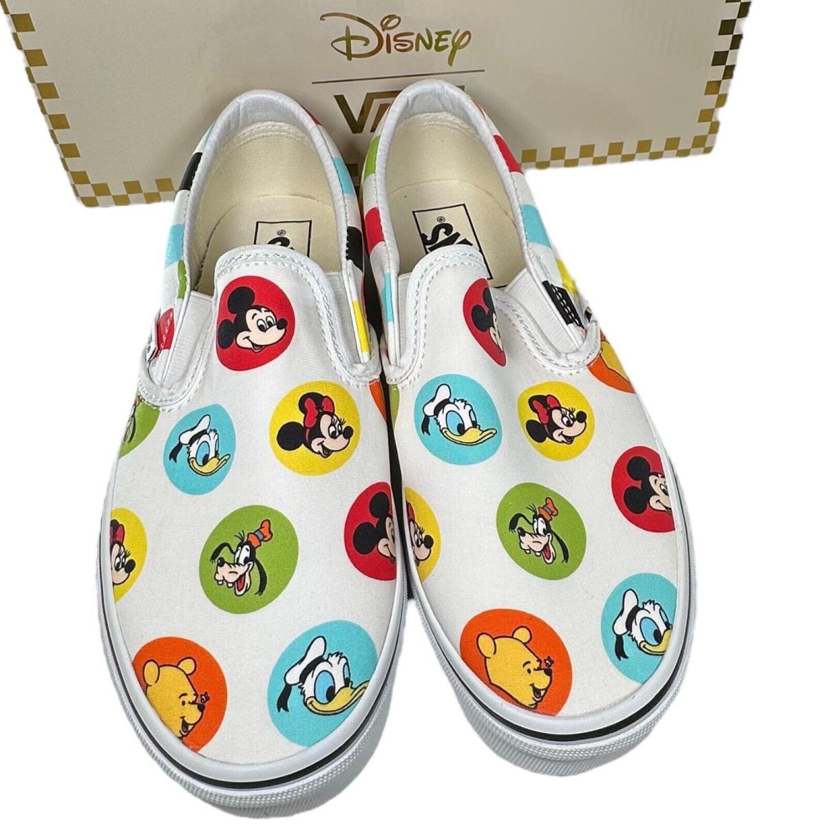 Vans Disney 50th Anniversary Classic Slip-on Disney Character Buttons M 6 W 7.5 - Multicolor