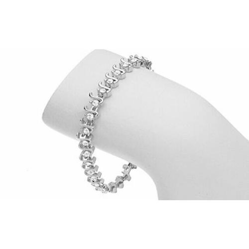 Crystals By Swarovski Tennis Bracelet Sterling Silver Overlay 7.5 Inch