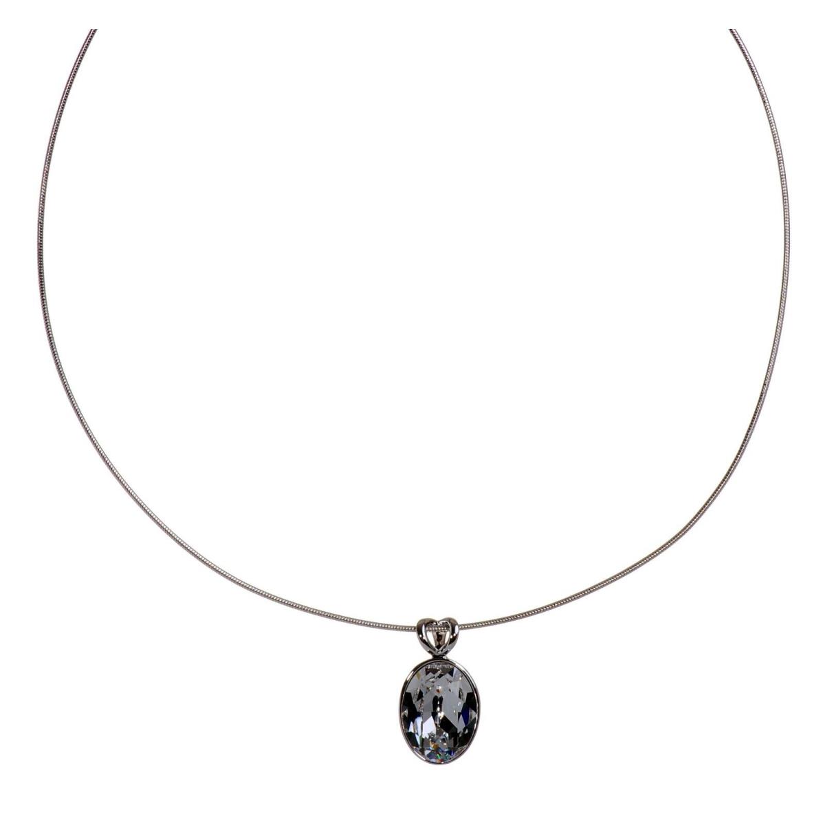 Crystals From Swarovski Oval Laser Pendant Necklace Rhodium 7280t