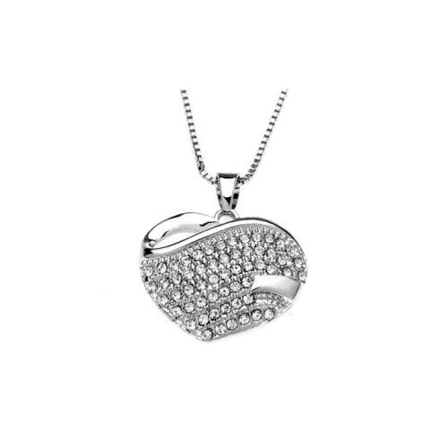 Crystals From Swarovski Pave Heart Necklace Sterling Overlay 18 Inch Gorgeous