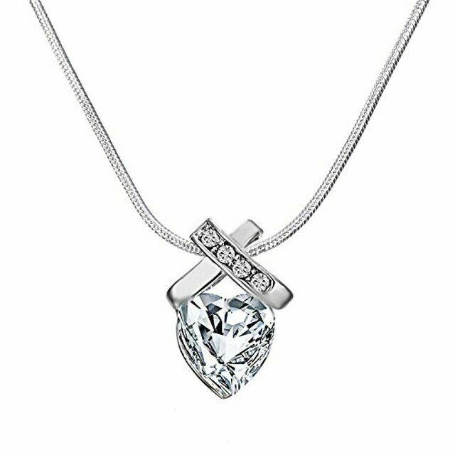 Crystals From Swarovski 6CTW Infinity Heart Necklace Sterling Overlay 18 Inch