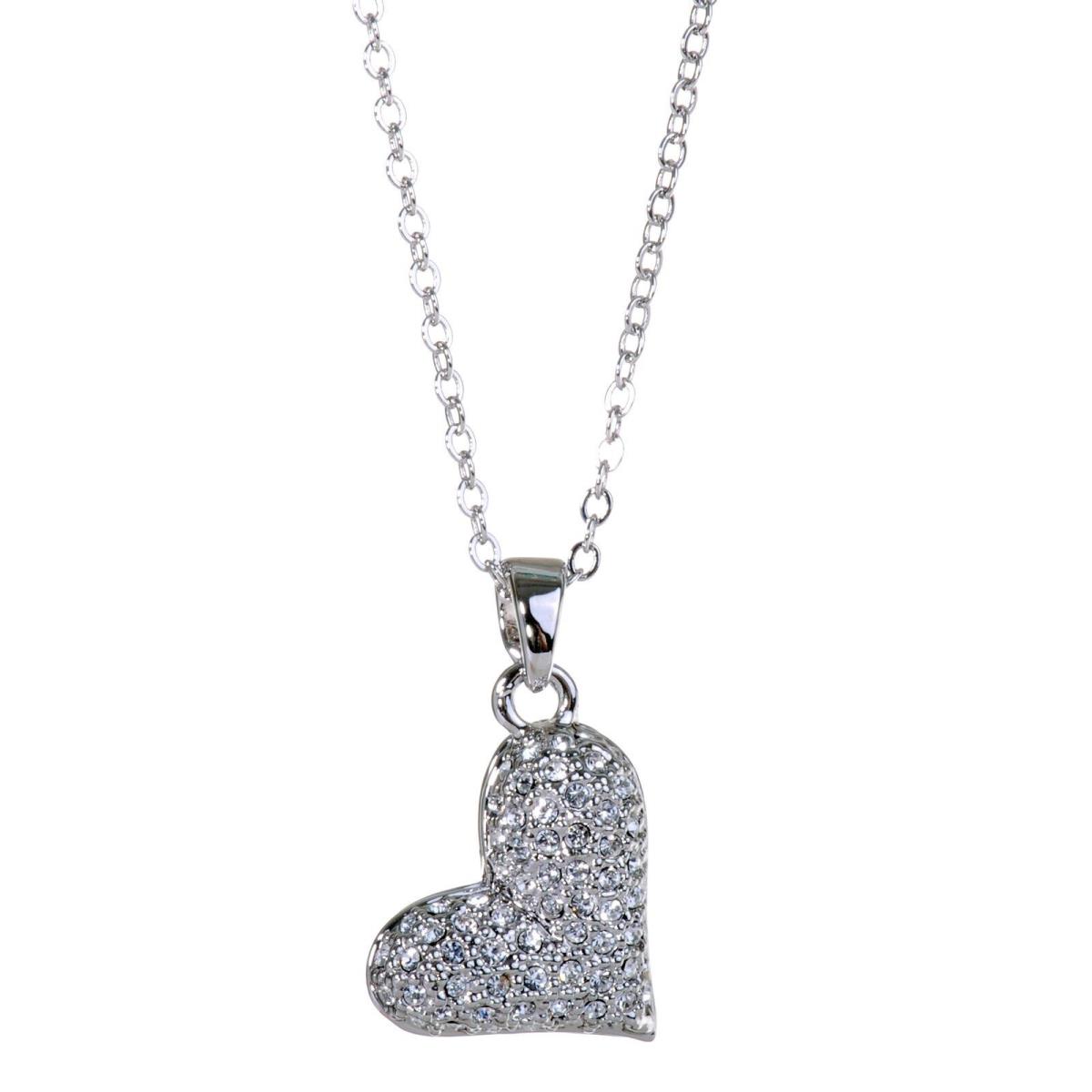 Crystals From Swarovski Heart Pendant Necklace Rhodium Plated 7123t