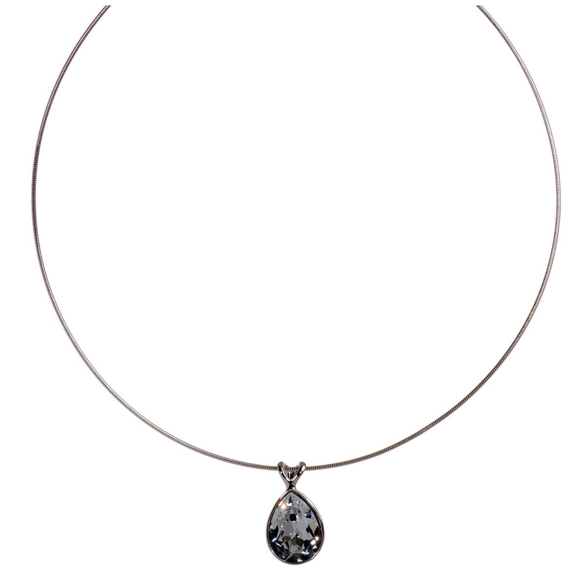 Crystals From Swarovski Teardrop Pendant Necklace Rhodium Plated 7282s