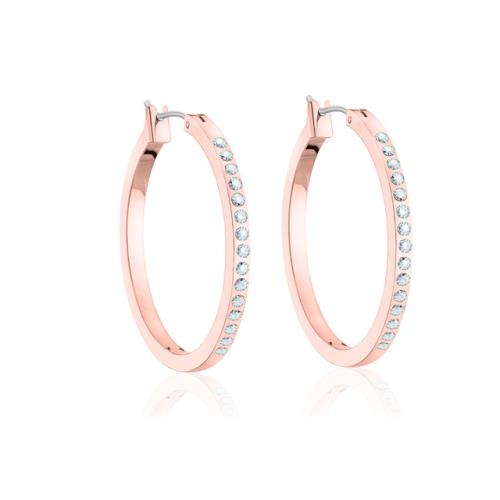 Crystals By Swarovski Outside Hoop Earrings in Rose Gold Overlay 1.25 Inch
