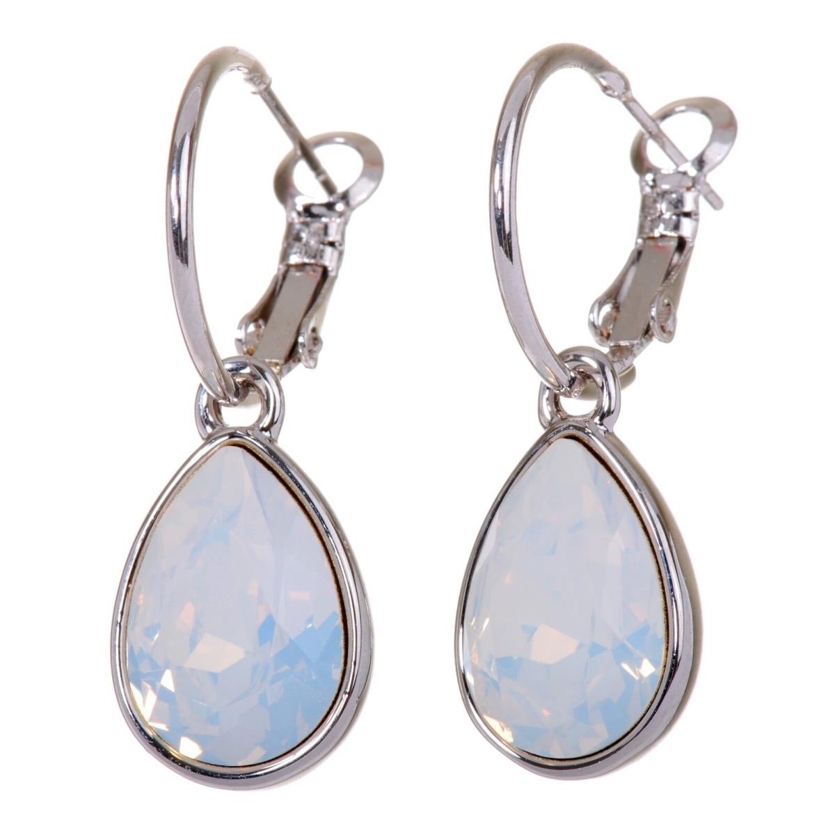 Crystals From Swarovski White Opal Teardrop Earrings Rhodium 7258t