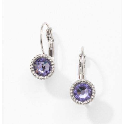 Swarovski Touchstone Crystal 3/4 Drop Earrings Purple Rhodium Condition