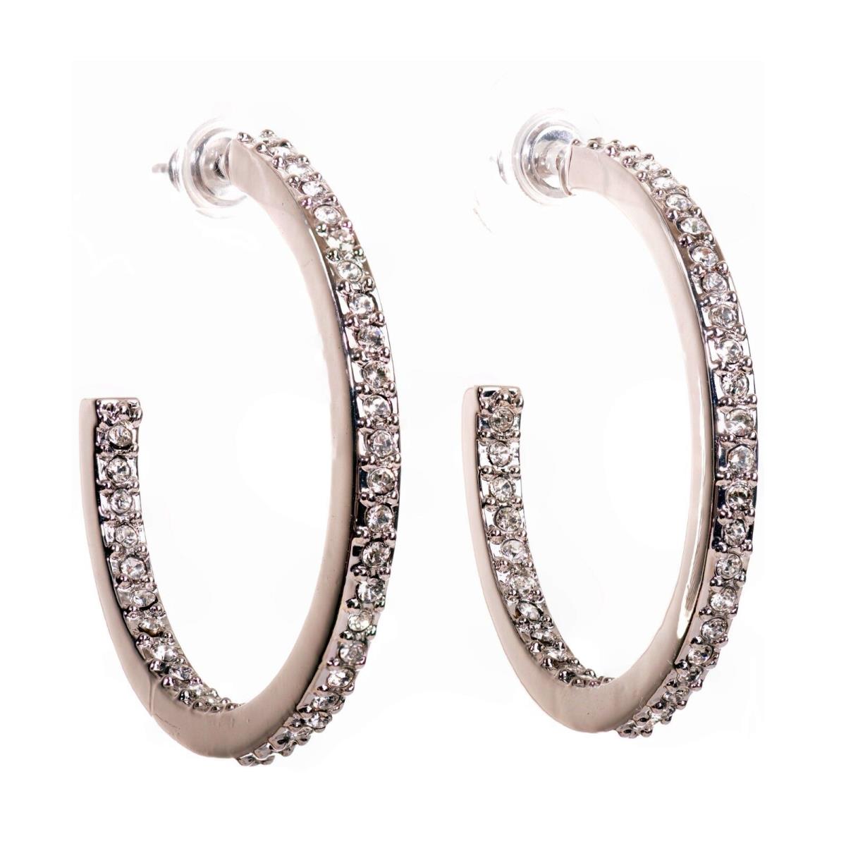 Crystals From Swarovski Open Hoop Earrings Rhodium Plated 7963t