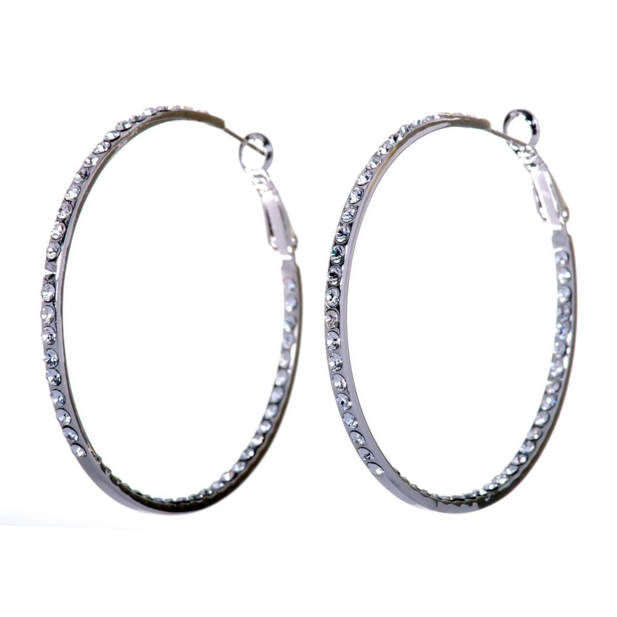 Crystals From Swarovski Somerset Hoop Earrings 2 Rhodium Plated 7223t