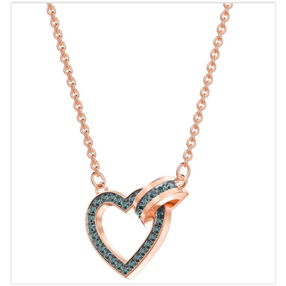 Swarovski Lovely Necklace Gray Crystals Rose Gold Tone 5465686