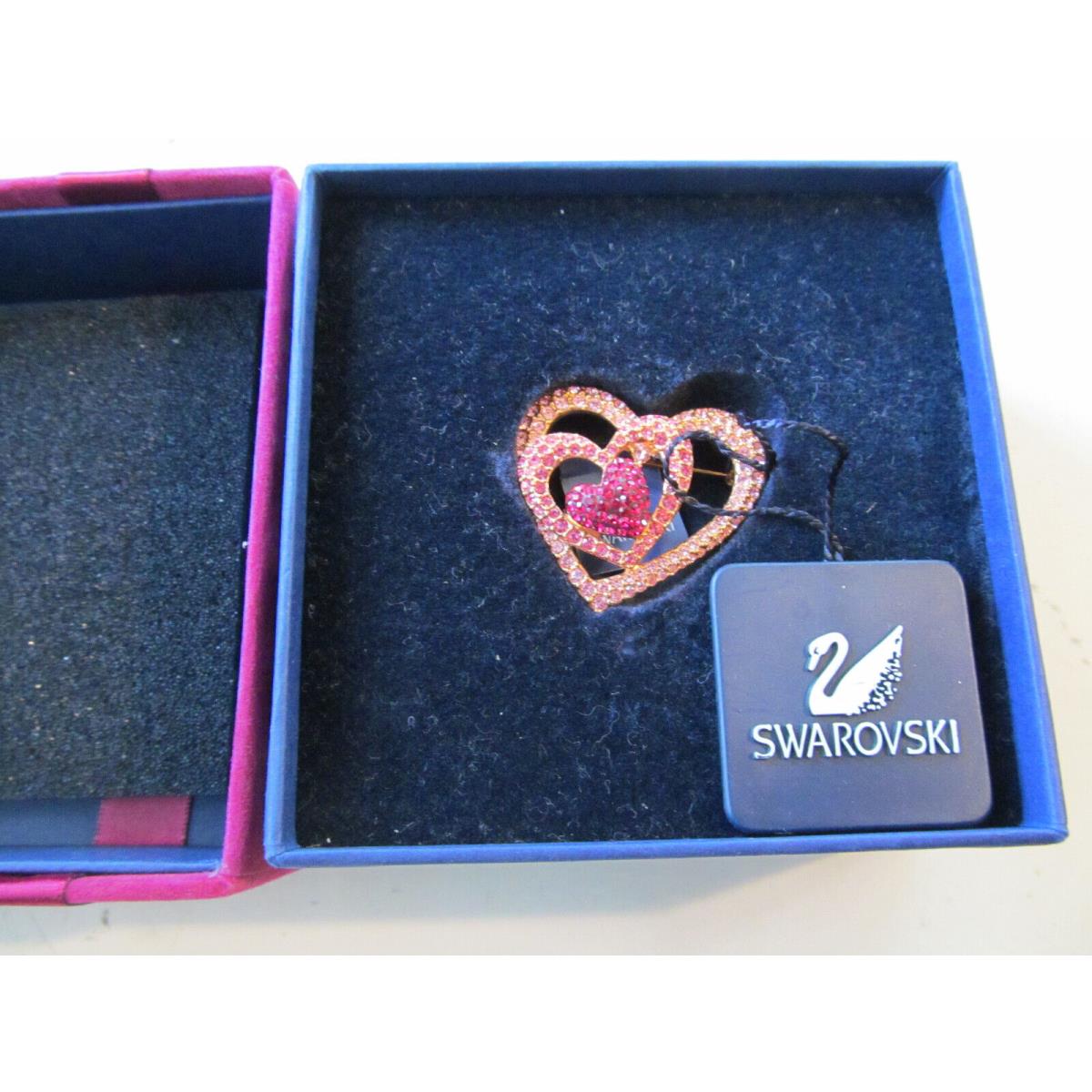 Swarovski Pink Open Heart Crystal Brooch P