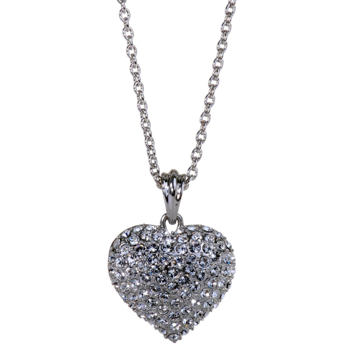 Crystals From Swarovski Puffed Heart Pendant Necklace Rhodium 7116s