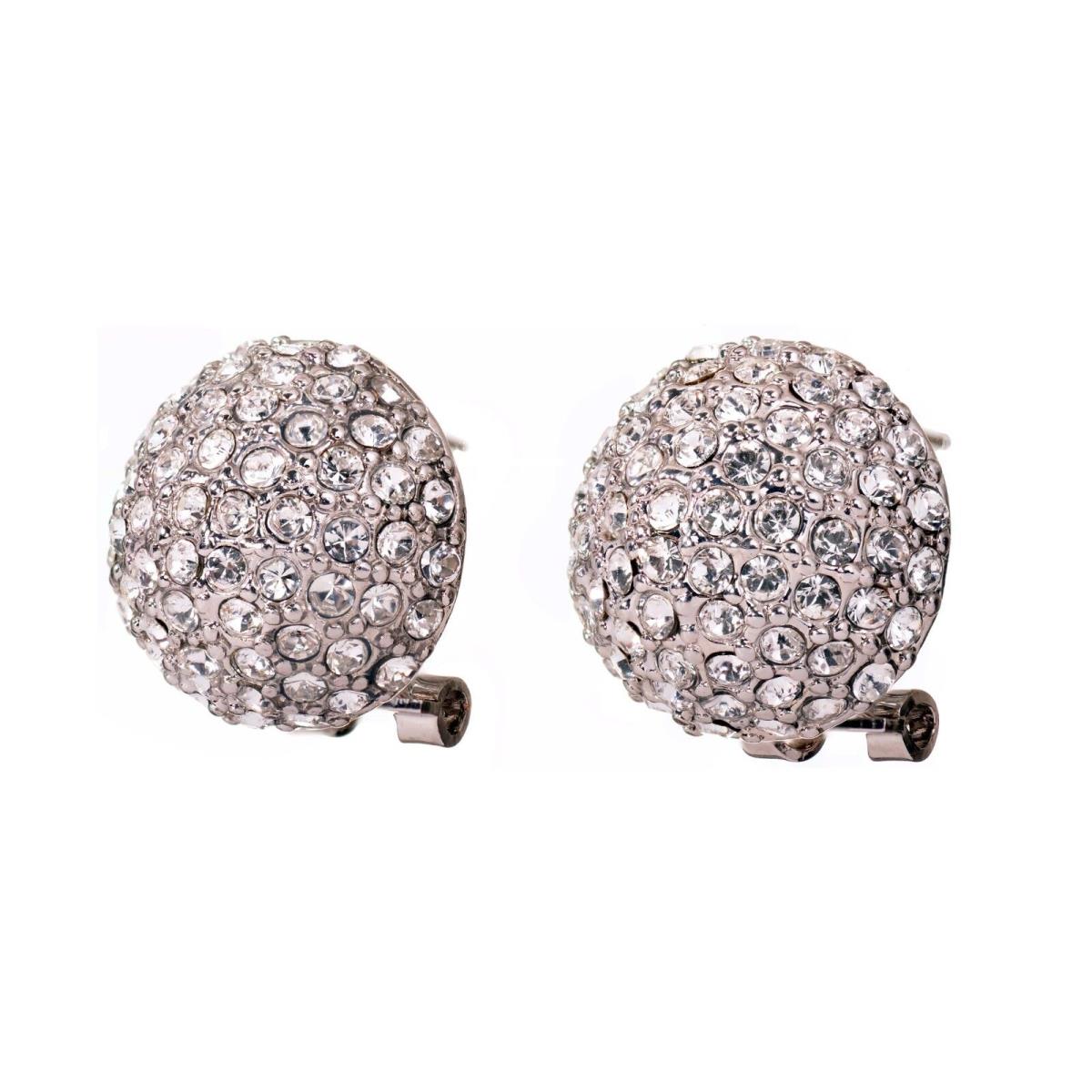 Crystals From Swarovski Lucky Half Ball Earrings Rhodium Plated 7953t