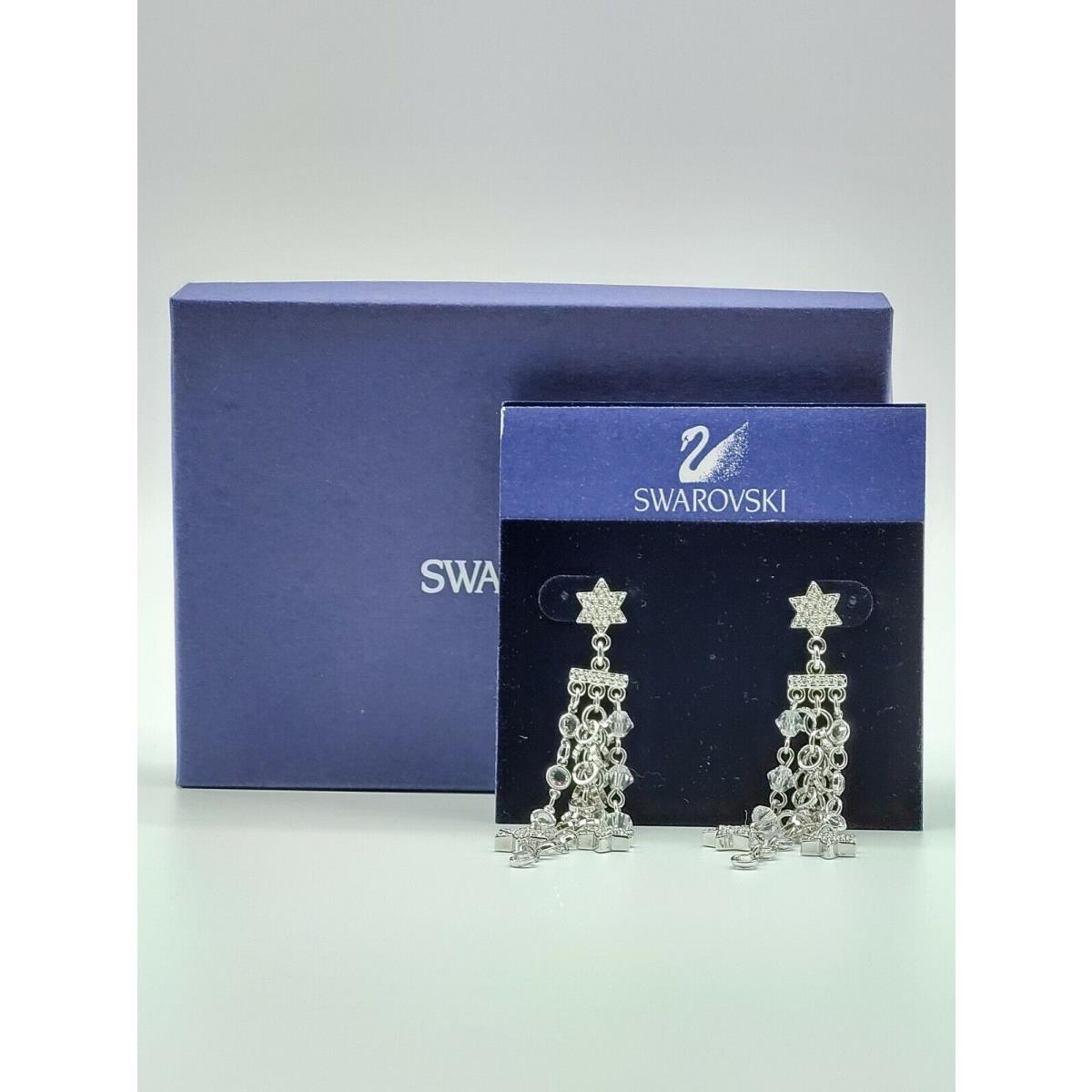 Swarovski Women`s Silver Chain Dangle Star Earrings 1515865