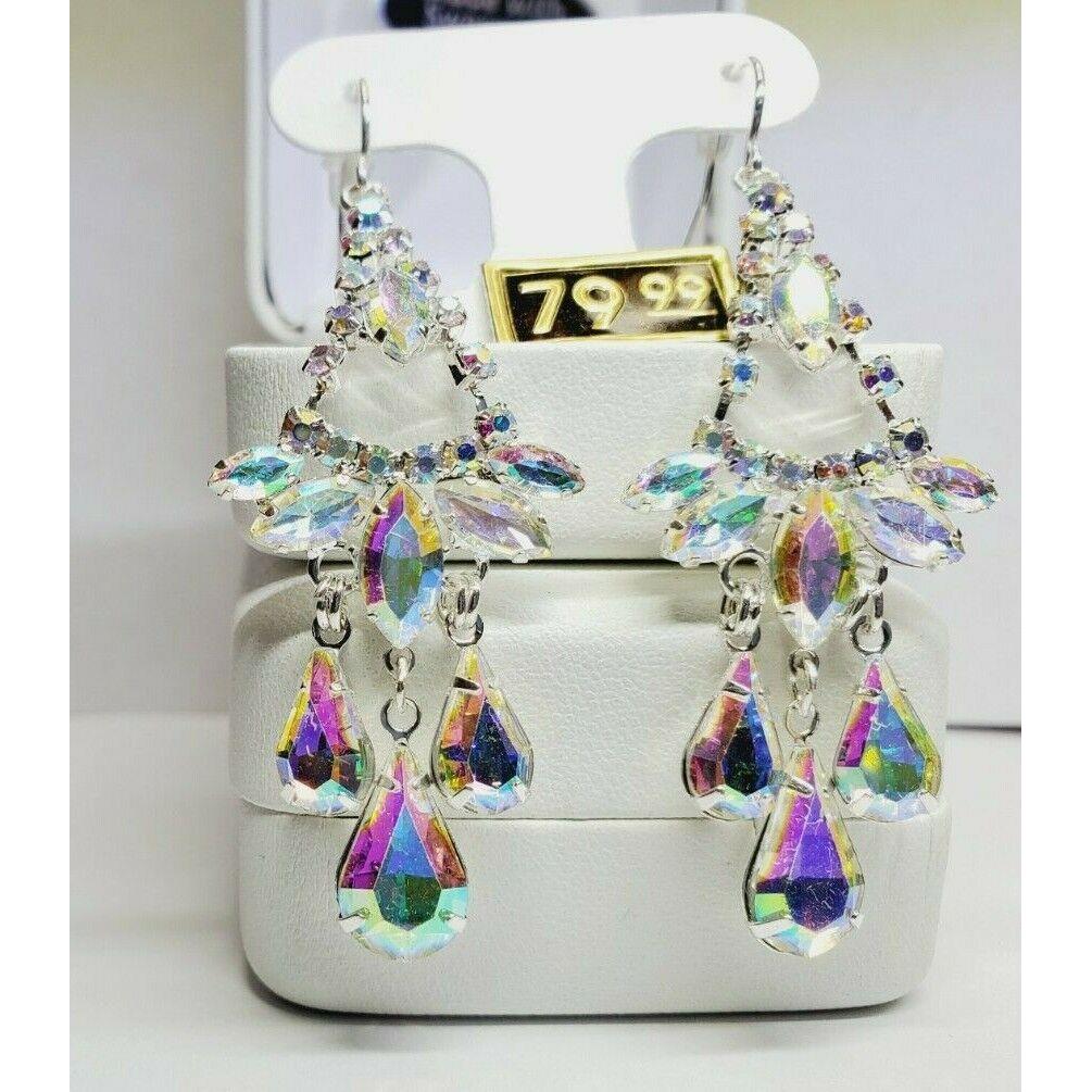 Crystals By Swarovski Opal Chandelier Earrings Sterling Silver Overlay Gorgeous