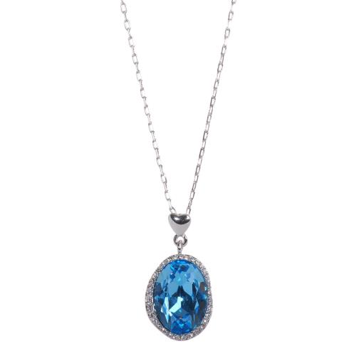 Crystals From Swarovski Calista Oval Pendant Necklace Rhodium 7268z