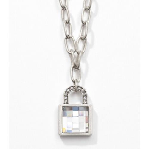 Swarovski Touchstone Crystal Necklace Oxidized Silver 15-18 Condition