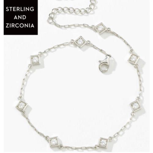 Swarovski Touchstone Crystal Anklet Sterling Silver Zirconia 9-11