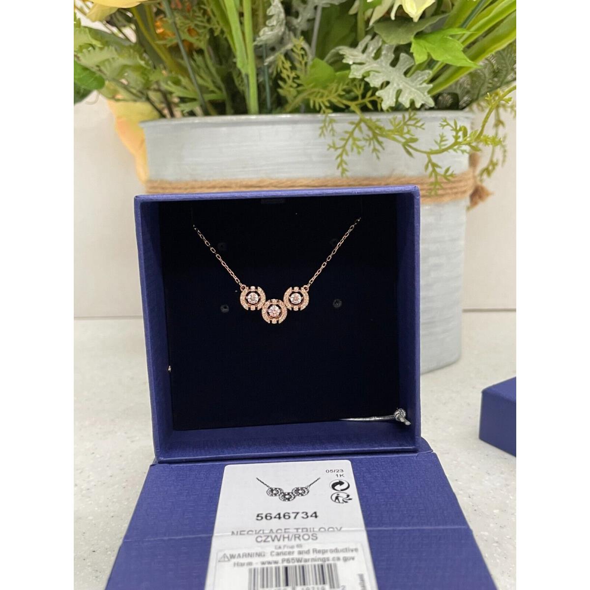 Swarovski Sparkling Dance Trilogy Necklace White Rose Gold-tone Plate 5646734