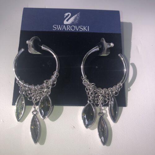 Swarovski Stunning Damocles Navette Crystal Rhodium Pierced Earrings