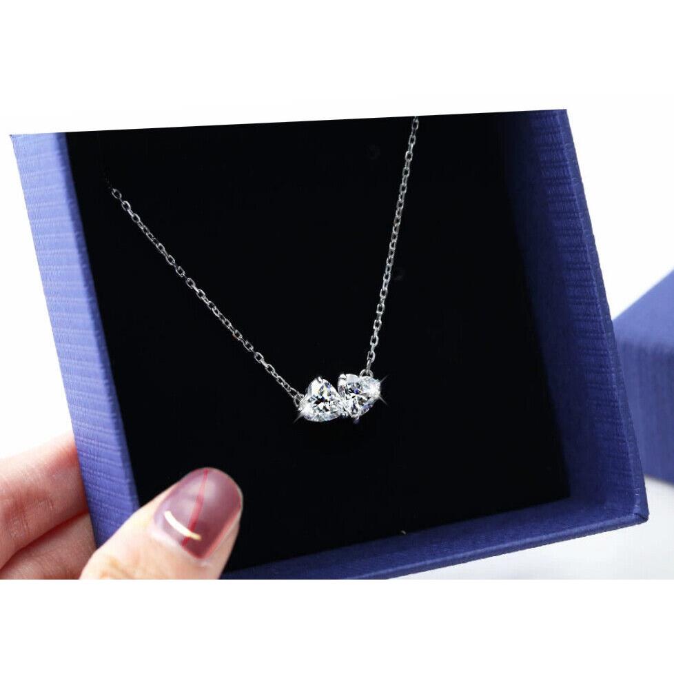 Gift Box Swarovski 5517117 Rhodium Crystal Two Hearts Pendant Necklace