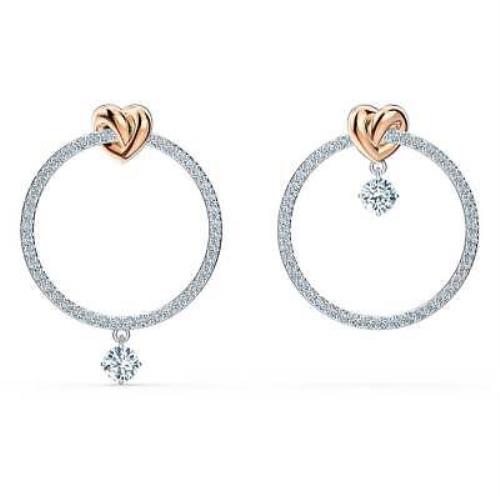 Swarovski Lifelong Heart Hoop Pierced Earrings White Mixed Metal -5517933