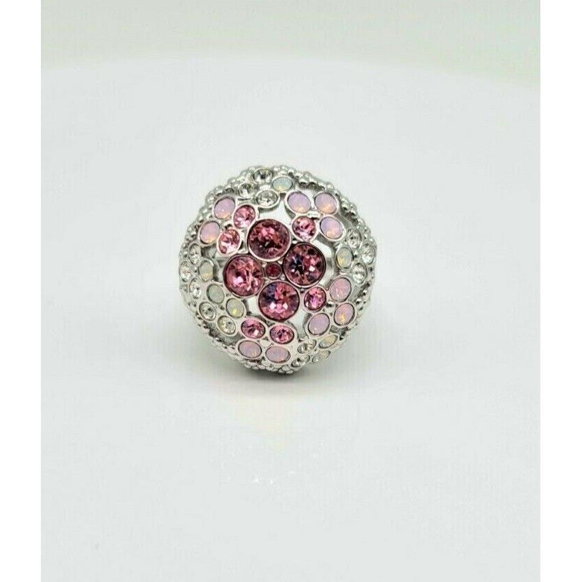 Swarovski Crystal Pink Dome Cocktail Statement Ring in Blue Box