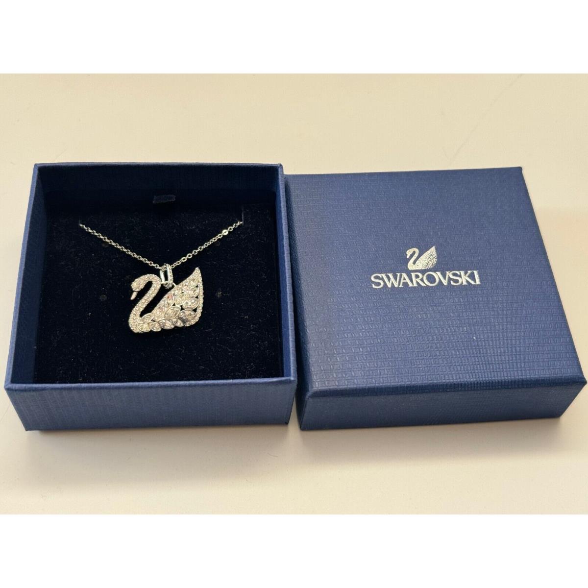 Swarovski 5296469 Women`s Rhodium Plated Sparkling Swan Lake Pendant Necklace