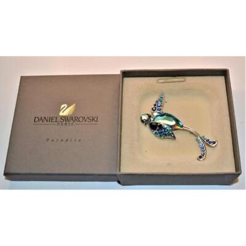 Stamped Swan 925 Silver Blue Swarovski Crystal Bird of Pradise Bokali Brooch