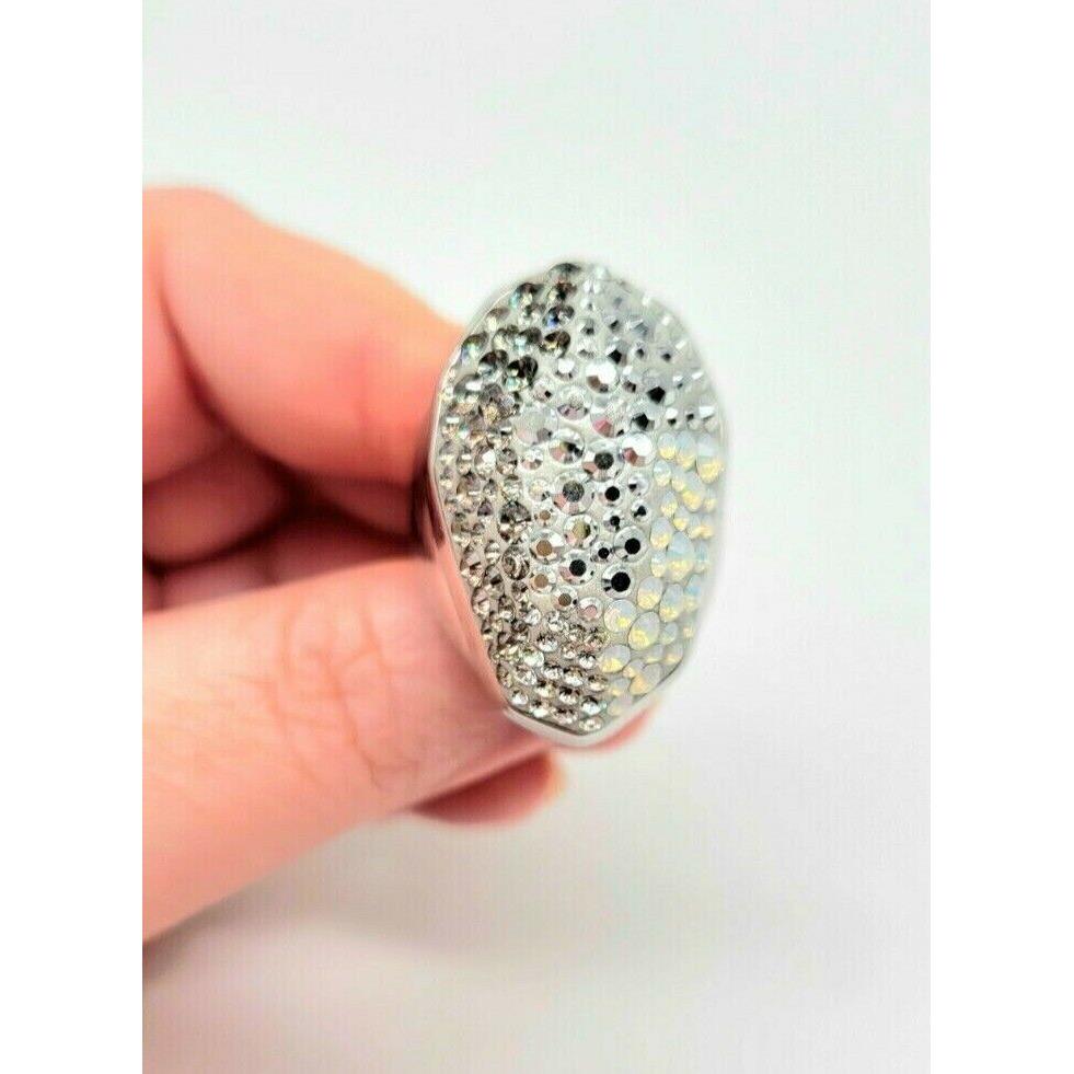 Swarovski Brand `kinshasa` Abstract Silver Crystal Statement Cocktail Ring