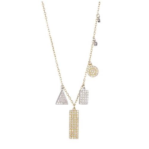 Swarovski Necklace For Women Two Tone Gold Silver with Real Crystals